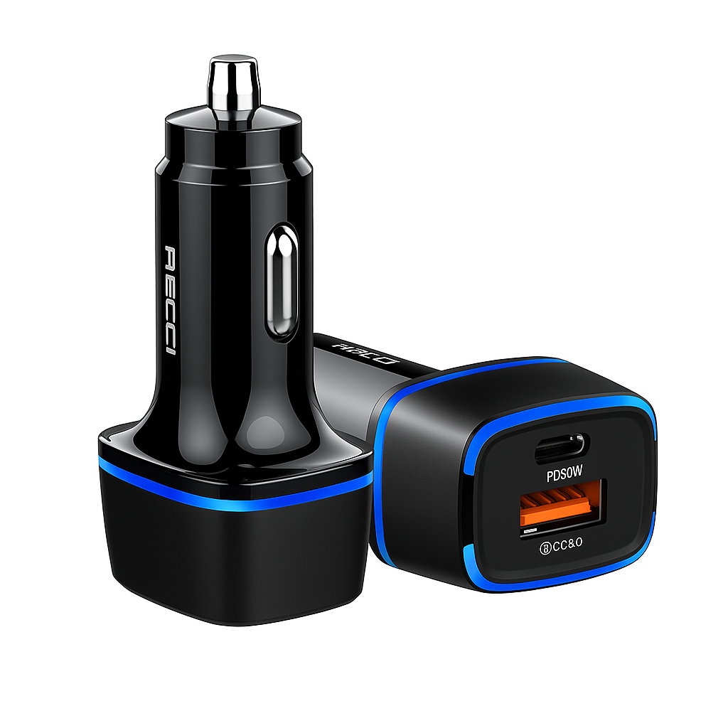 RECCI RQ02 Car Charger | Dual USB Smart Charging Adapter